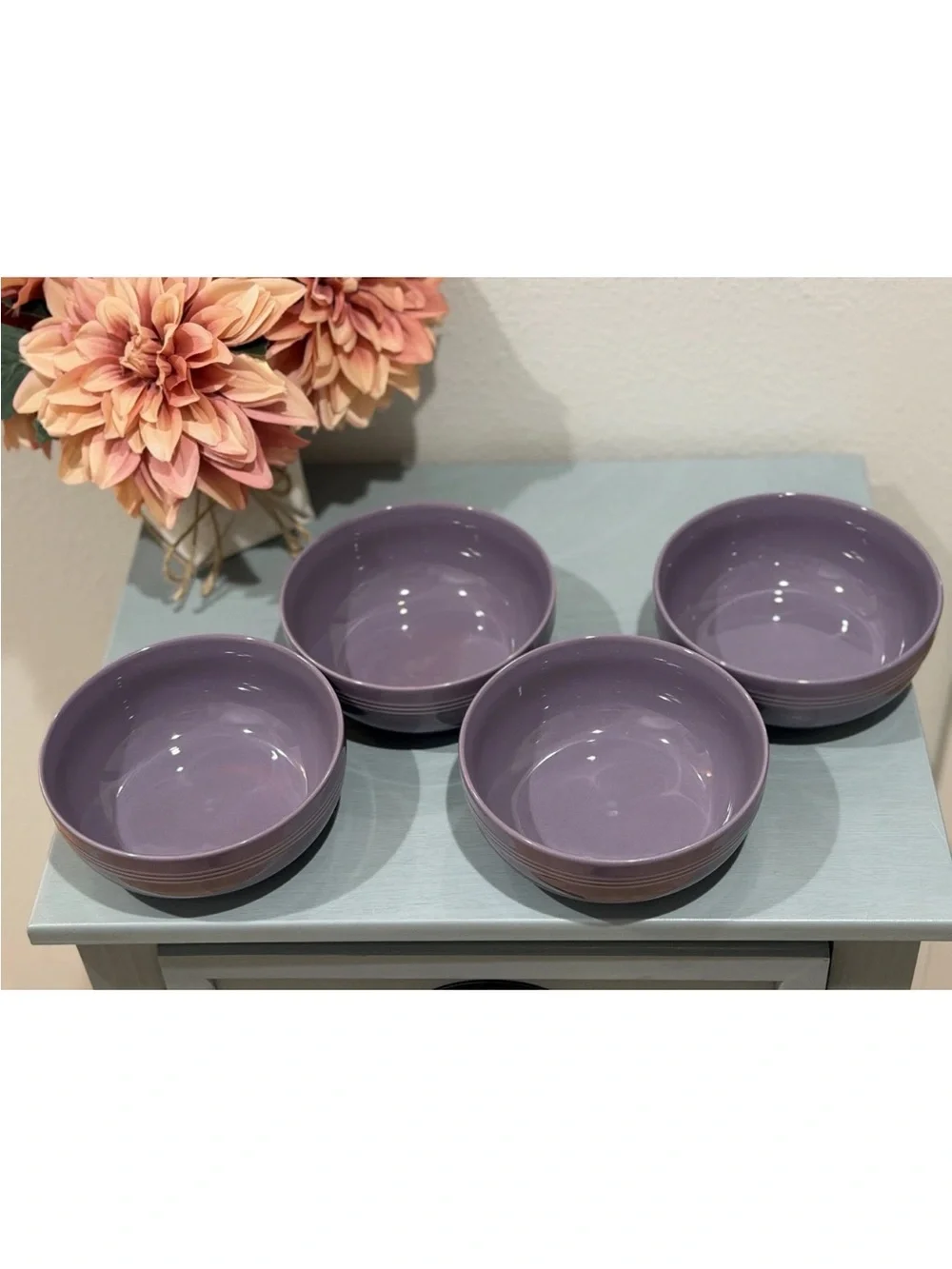 Le Creuset Stoneware San Francisco Coupe Soup / Cereal Bowls (4) ~ ULTRA VIOLET